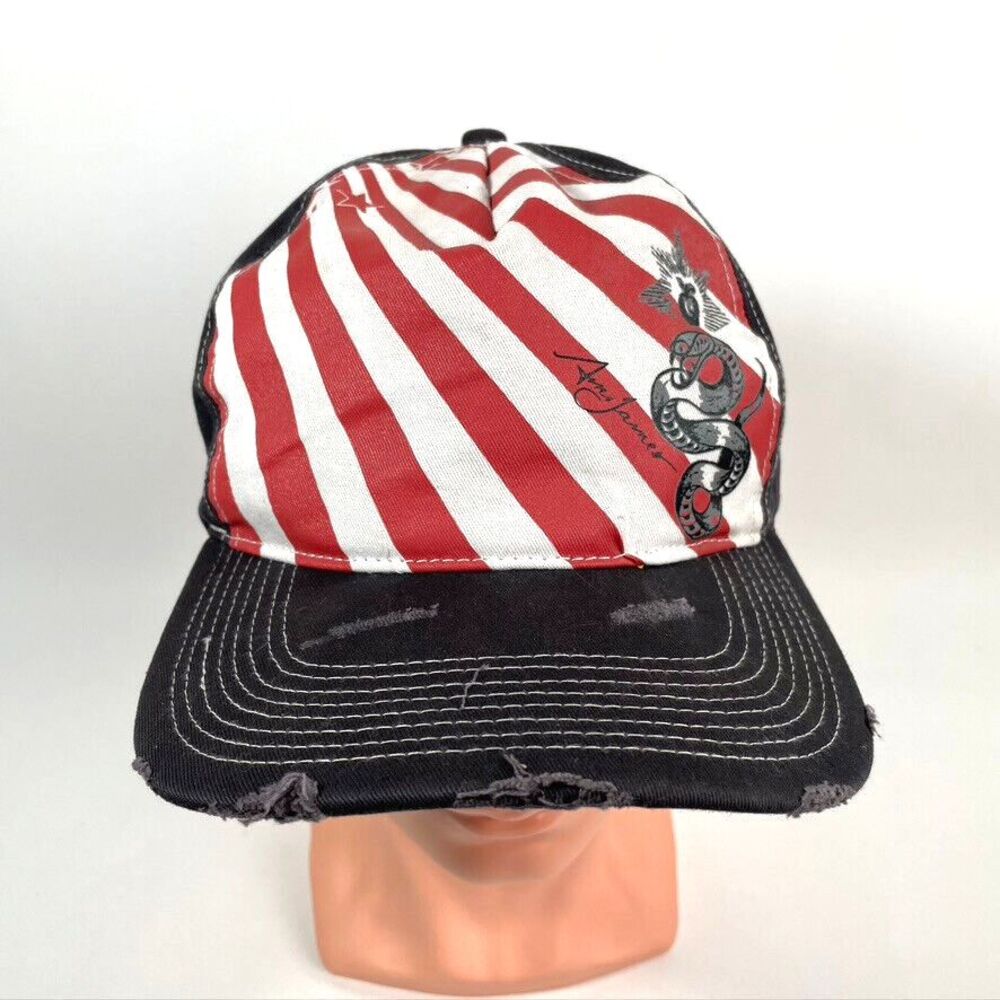 Ami James Hat Cap Red White Black Adjustable Ink Tattoo Artist Snake Baseball